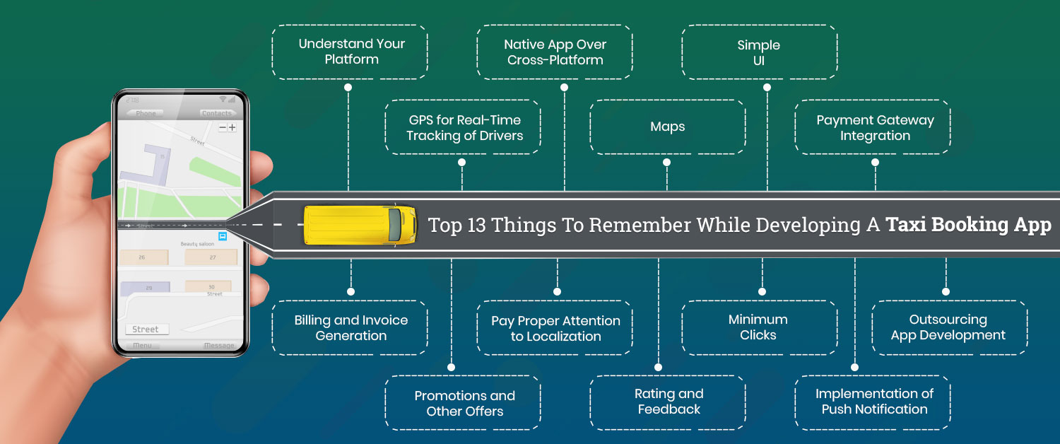 Top 13 Things To Remember While Developing A Taxi Booking App